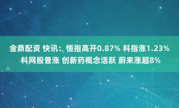 金鼎配资 快讯：恒指高开0.87% 科指涨1.23% 科网股普涨 创新药概念活跃 蔚来涨超8%